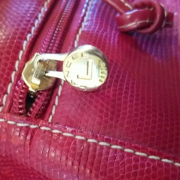 LANCEL PARIS Made in FRANCE Red Leather Backpack Vintage Distressed Zipper - Picture 2 of 16